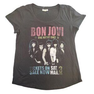 Maunces Women's Bon Jovi Band Black T-shirt Size L